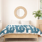Mid Century Modern Contemporary Loop Pattern in Blue and White Duvet Cover Gallery Image 3