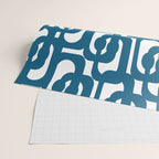 Mid Century Modern Contemporary Loop Pattern in Blue and White Wrapping Paper Gallery Image 2