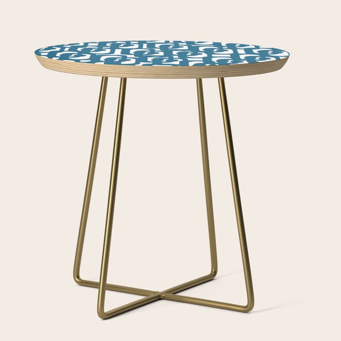 Mid Century Modern Contemporary Loop Pattern in Blue and White Side Table Gallery Image 1