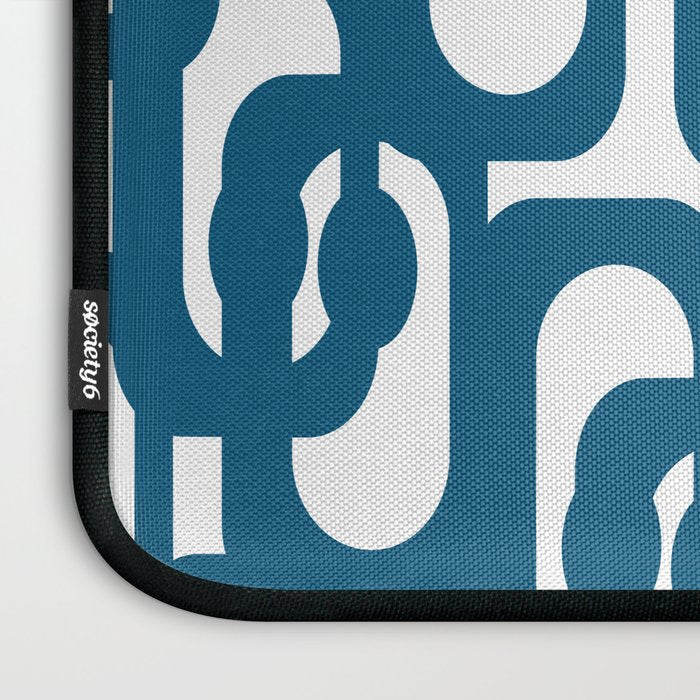 Mid Century Modern Contemporary Loop Pattern in Blue and White Laptop Sleeve Gallery Image 3