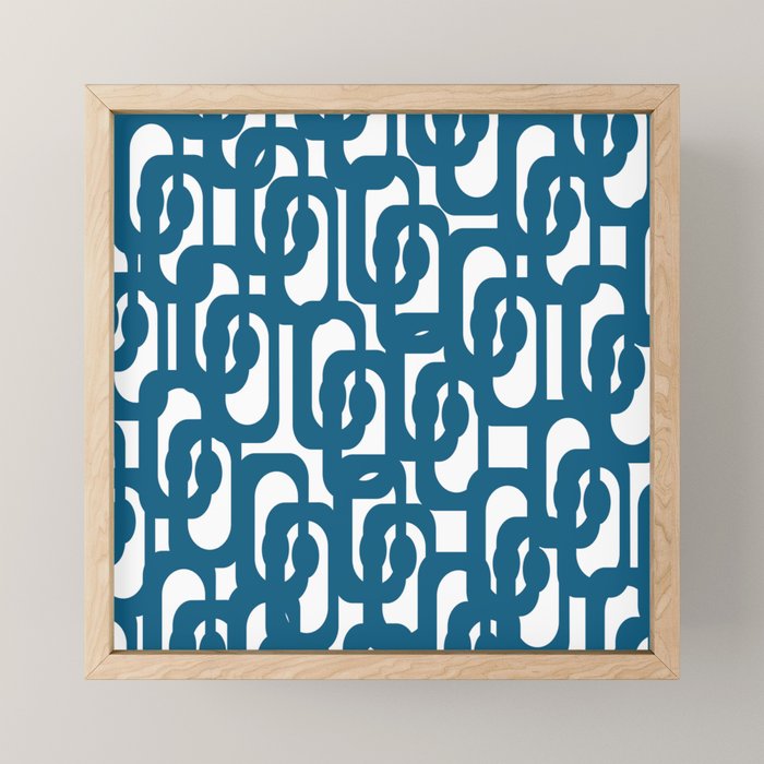 Mid Century Modern Contemporary Loop Pattern in Blue and White Mini Art Print Gallery Image 1