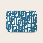 Mid Century Modern Contemporary Loop Pattern in Blue and White Bath Mat Gallery Image 1