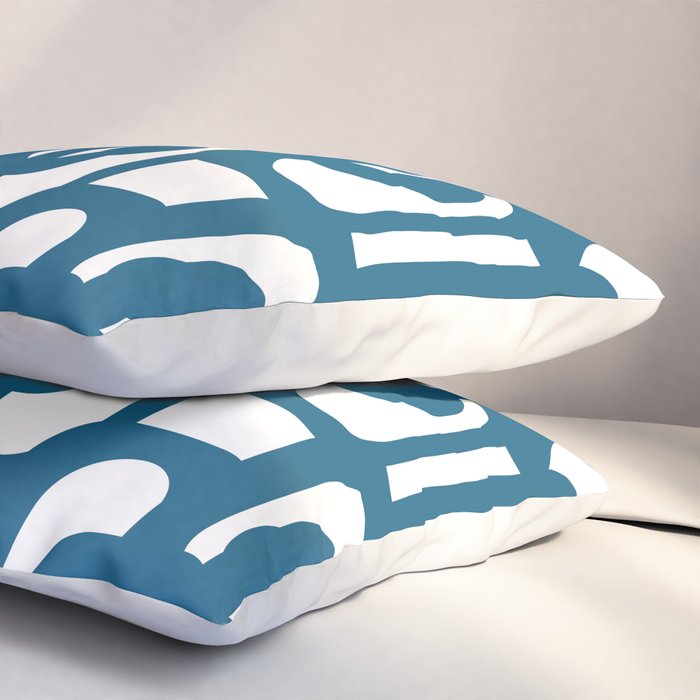 Mid Century Modern Contemporary Loop Pattern in Blue and White Pillow Sham Gallery Image 3