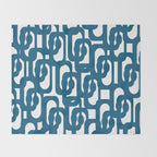 Mid Century Modern Contemporary Loop Pattern in Blue and White Throw Blanket Gallery Image 2