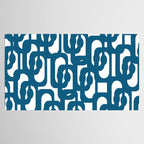 Mid Century Modern Contemporary Loop Pattern in Blue and White Tablecloth Gallery Image 2