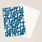 Mid Century Modern Contemporary Loop Pattern in Blue and White Stationery Card Gallery Image 2