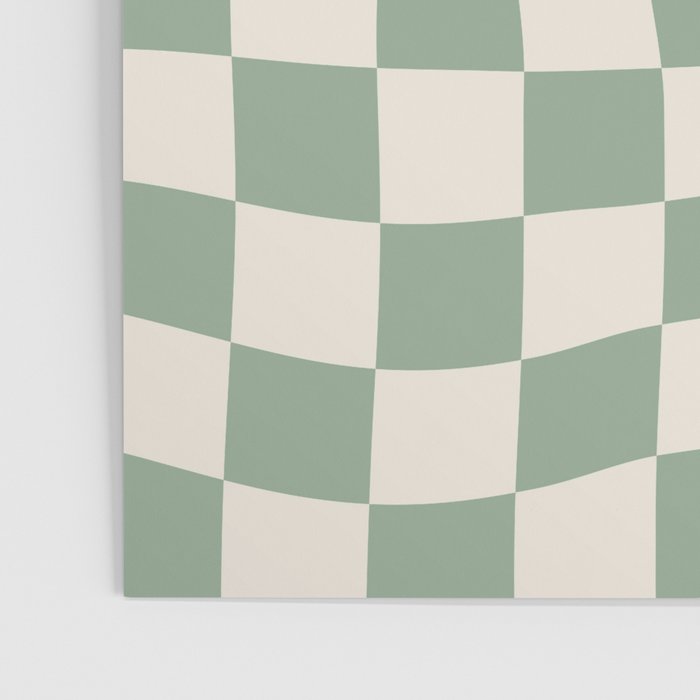 Sage Green Wavy Checkered Pattern Poster Gallery Image 3
