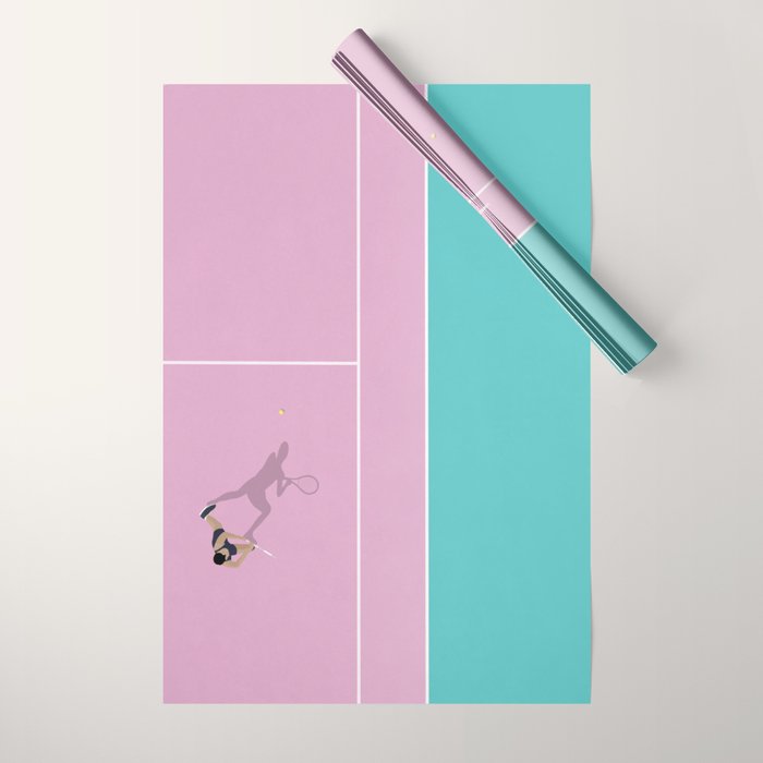 Pink Tennis Court  Wrapping Paper Gallery Image 1