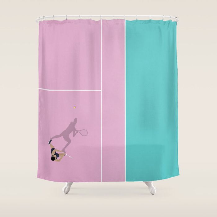 Pink Tennis Court  Shower Curtain Gallery Image 1