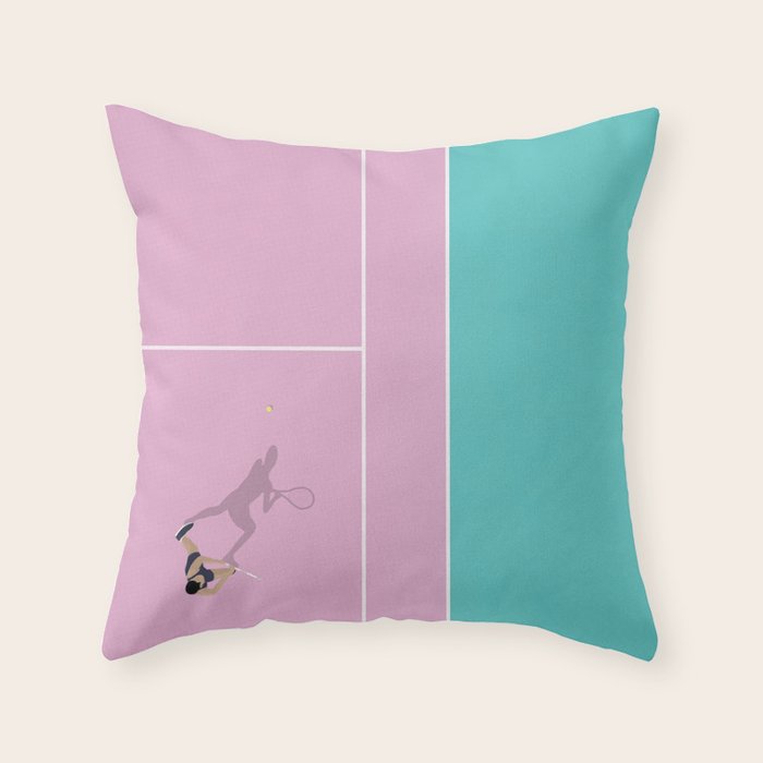 Pink Tennis Court  Throw Pillow Gallery Image 6