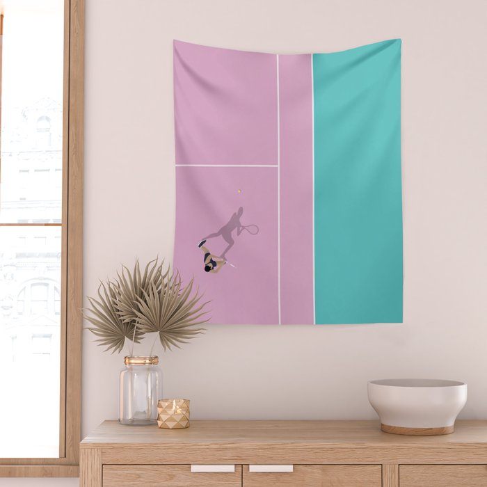 Pink Tennis Court  Wall Tapestry Gallery Image 2