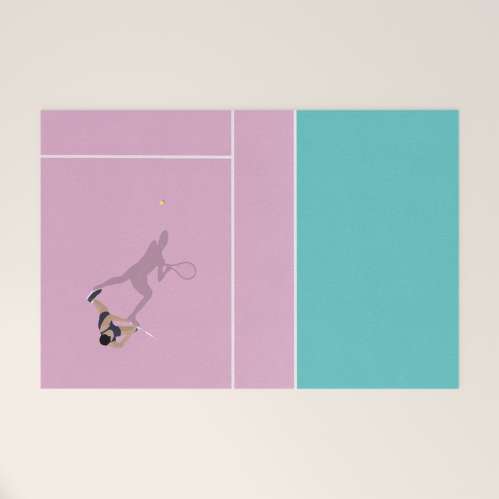 Pink Tennis Court  Welcome Mat Gallery Image 1