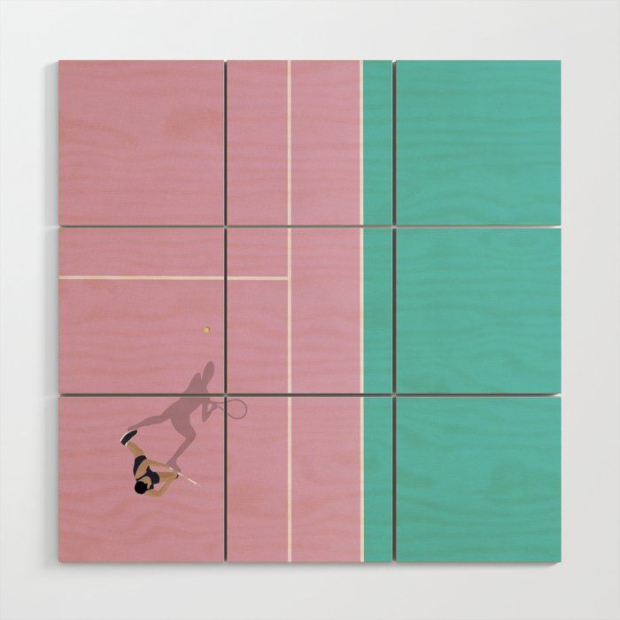 Pink Tennis Court  Wood Wall Art Gallery Image 1