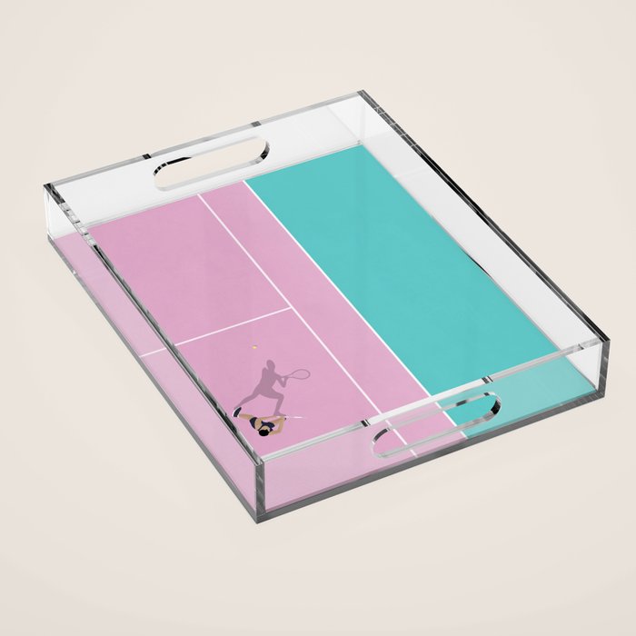 Pink Tennis Court  Acrylic Tray Gallery Image 1