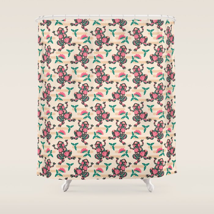 Frogs in bloom  Shower Curtain Gallery Image 1