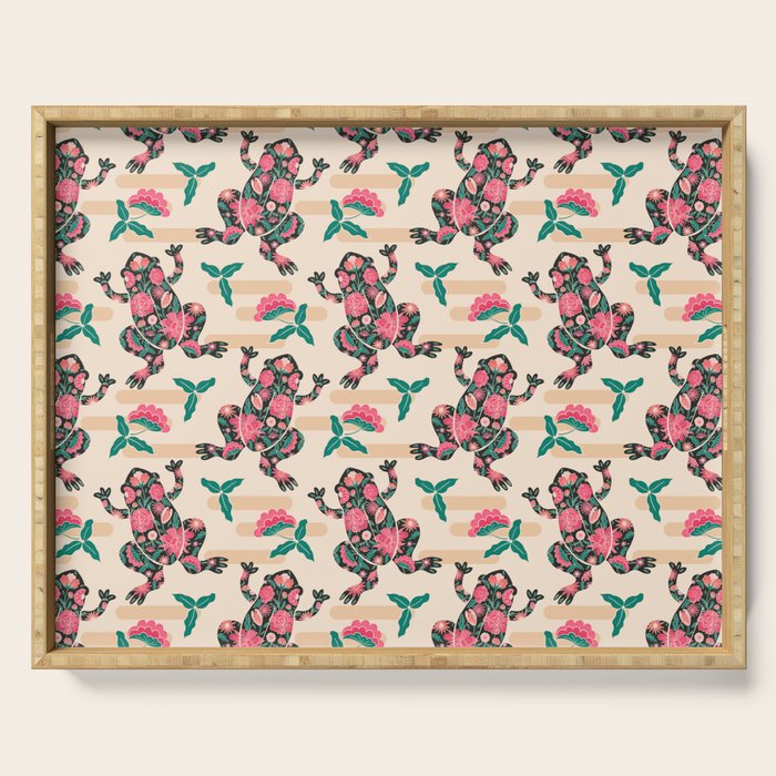Frogs in bloom  Serving Tray Gallery Image 1