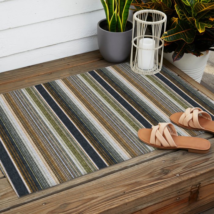 serape southwest stripe - muted natural tones Outdoor Rug Gallery Image 2