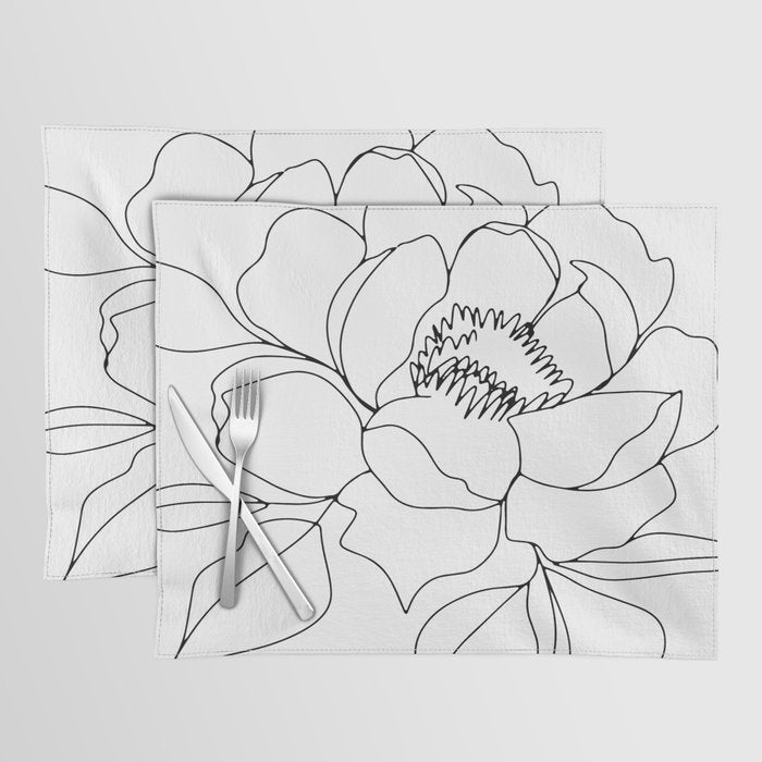 Minimal, Line Art, Floral Prints, Drawing Placemat Gallery Image 1