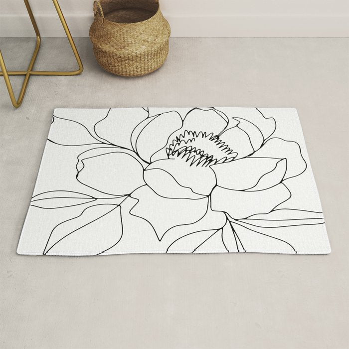 Minimal, Line Art, Floral Prints, Drawing Rug Gallery Image 1