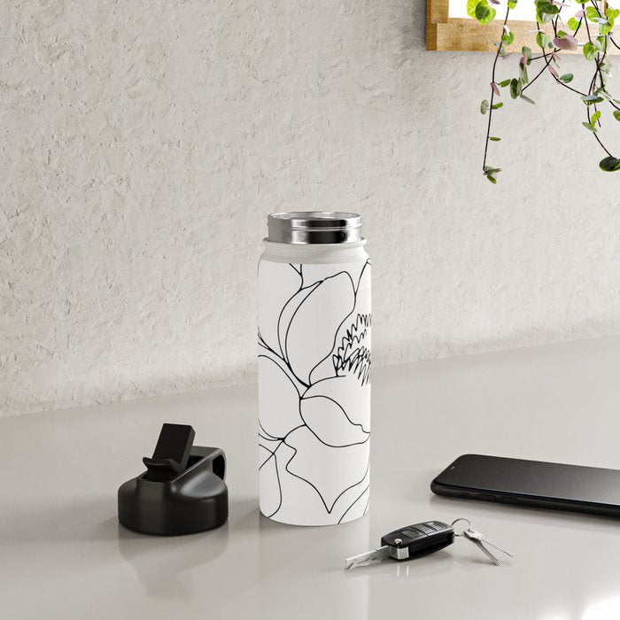 Minimal, Line Art, Floral Prints, Drawing Water Bottle Gallery Image 4