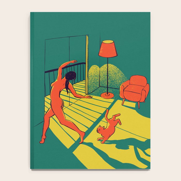 Dancing with the cat | Moody sunset light and shadows Aesthetic Green room Naked dance Femme Fatale  Notebook Gallery Image 4