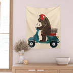 scooter bear Wall Tapestry Gallery Image 2