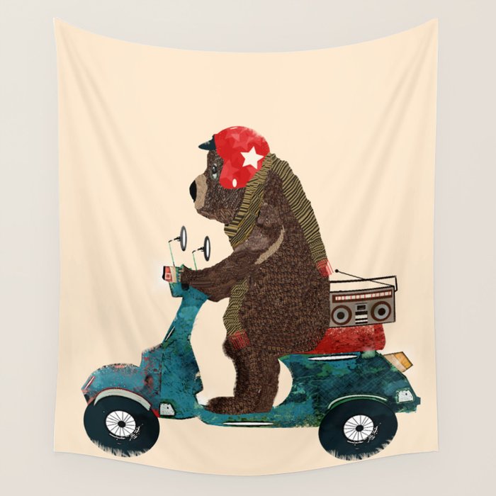 scooter bear Wall Tapestry Gallery Image 4