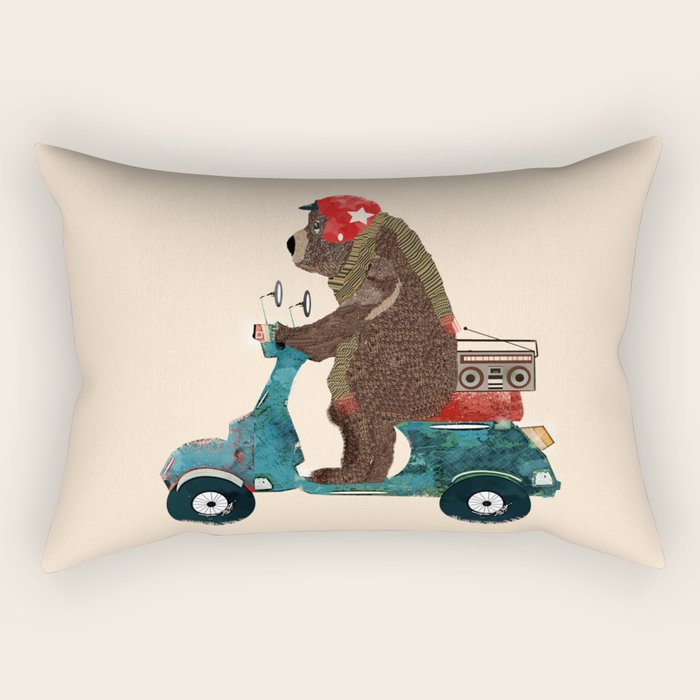 scooter bear Rectangular Pillow Gallery Image 2