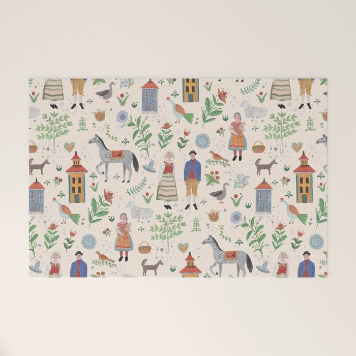 Swedish Folk Art Welcome Mat Gallery Image 1