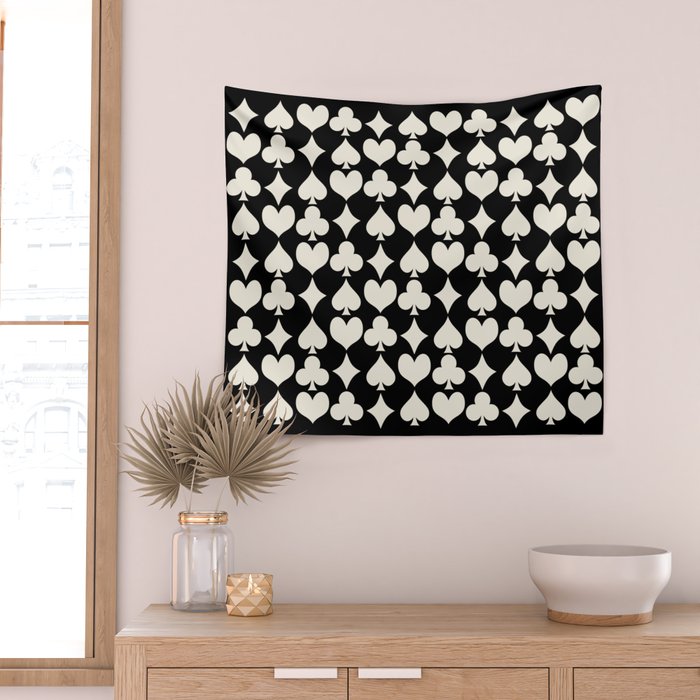 Card Suit Motifs I Black and White Wall Tapestry Gallery Image 2