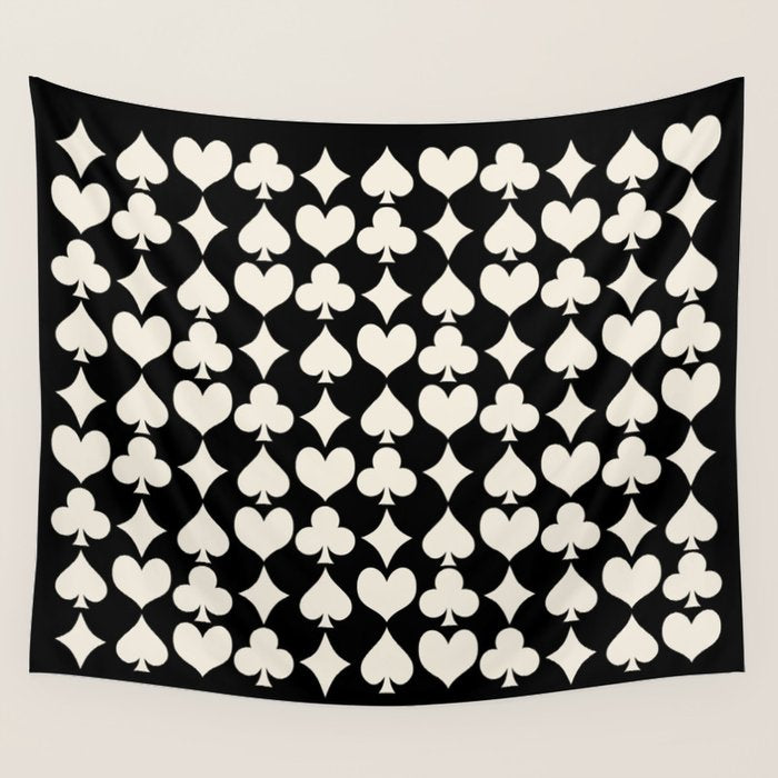 Card Suit Motifs I Black and White Wall Tapestry Gallery Image 1