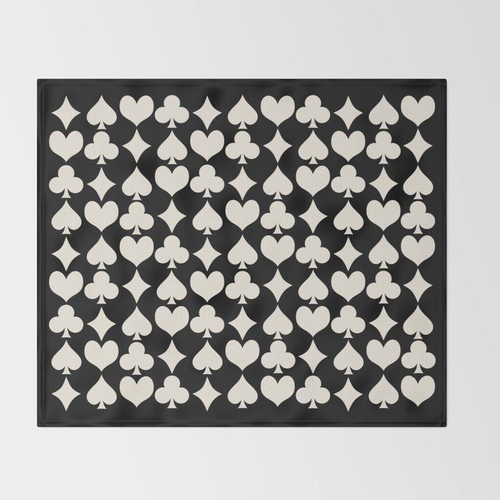 Card Suit Motifs I Black and White Throw Blanket Gallery Image 2
