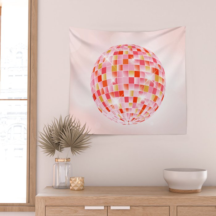 Candy Funk | Disco Ball: Peach Edition Wall Tapestry Gallery Image 2