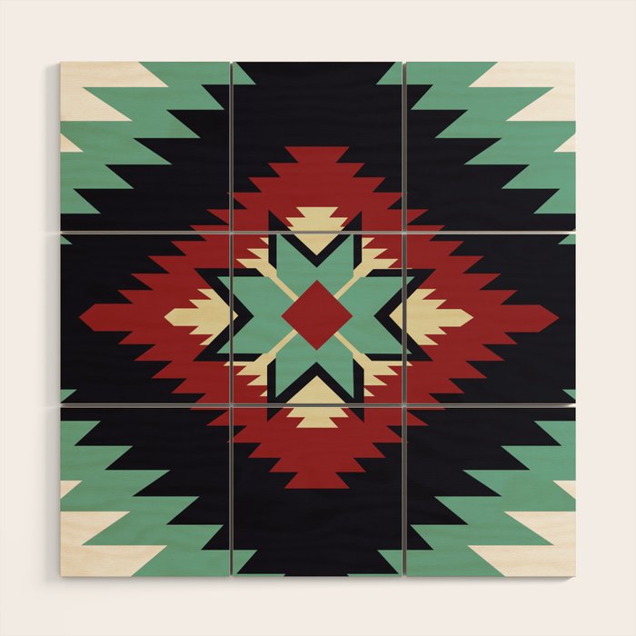 Southwest Santa Fe Geometric Tribal Indian Pattern Wood Wall Art Gallery Image 1