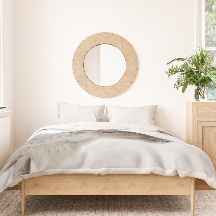 Reindeer With Antlers Art Print | Tromsø Norway Animal Snow Photo | Arctic Winter Travel Photography Duvet Cover Gallery Image 3