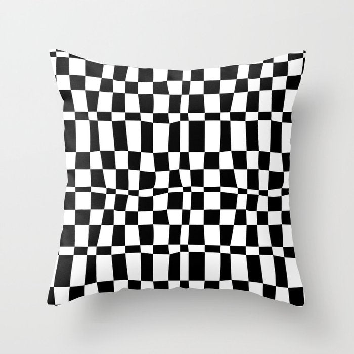 Retro black and white chackered pattern  Throw Pillow Gallery Image 6