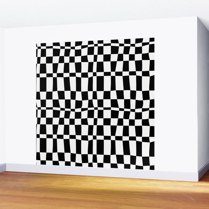 Retro black and white chackered pattern  Wall Mural Gallery Image 2