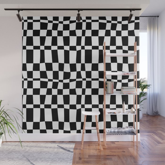 Retro black and white chackered pattern  Wall Mural Gallery Image 1