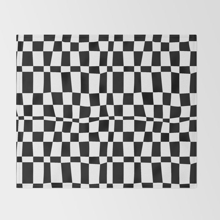 Retro black and white chackered pattern  Throw Blanket Gallery Image 2