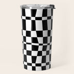 Retro black and white chackered pattern  Travel Mug Gallery Image 2
