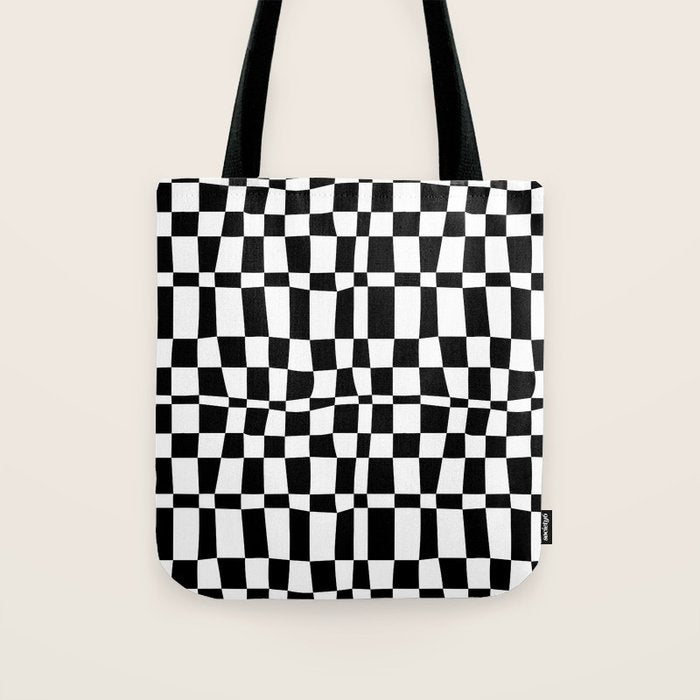Retro black and white chackered pattern  Tote Bag Gallery Image 1