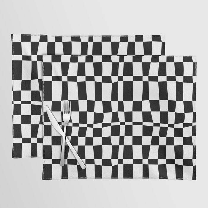 Retro black and white chackered pattern  Placemat Gallery Image 1