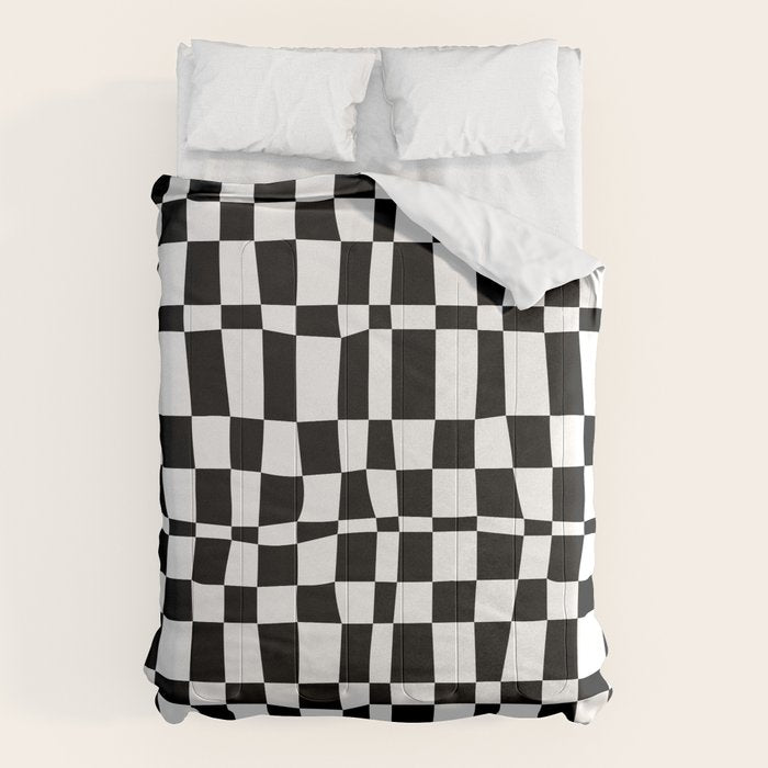 Retro black and white chackered pattern  Comforter Gallery Image 6