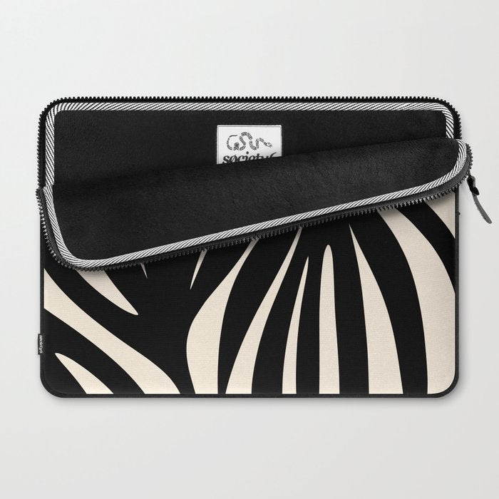 Maldives Leaves Abstract Minimalist Pattern Black and Almond Cream Laptop Sleeve Gallery Image 2