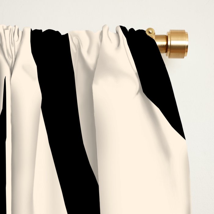 Maldives Leaves Abstract Minimalist Pattern Black and Almond Cream Window Curtain Gallery Image 2