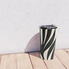 Maldives Leaves Abstract Minimalist Pattern Black and Almond Cream Travel Mug Gallery Image 4