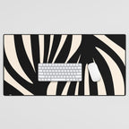 Maldives Leaves Abstract Minimalist Pattern Black and Almond Cream Desk Mat Gallery Image 1