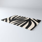 Maldives Leaves Abstract Minimalist Pattern Black and Almond Cream Rug Gallery Image 3