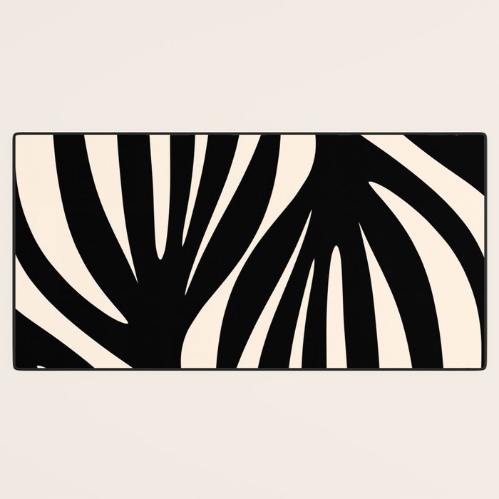 Maldives Leaves Abstract Minimalist Pattern Black and Almond Cream Desk Mat Gallery Image 3