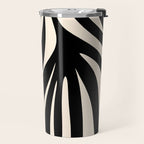 Maldives Leaves Abstract Minimalist Pattern Black and Almond Cream Travel Mug Gallery Image 2